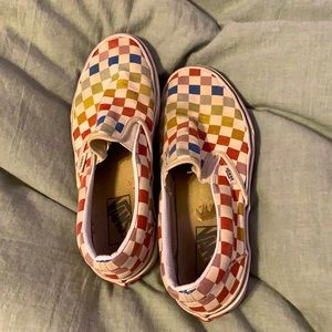 rainbow slip on vans